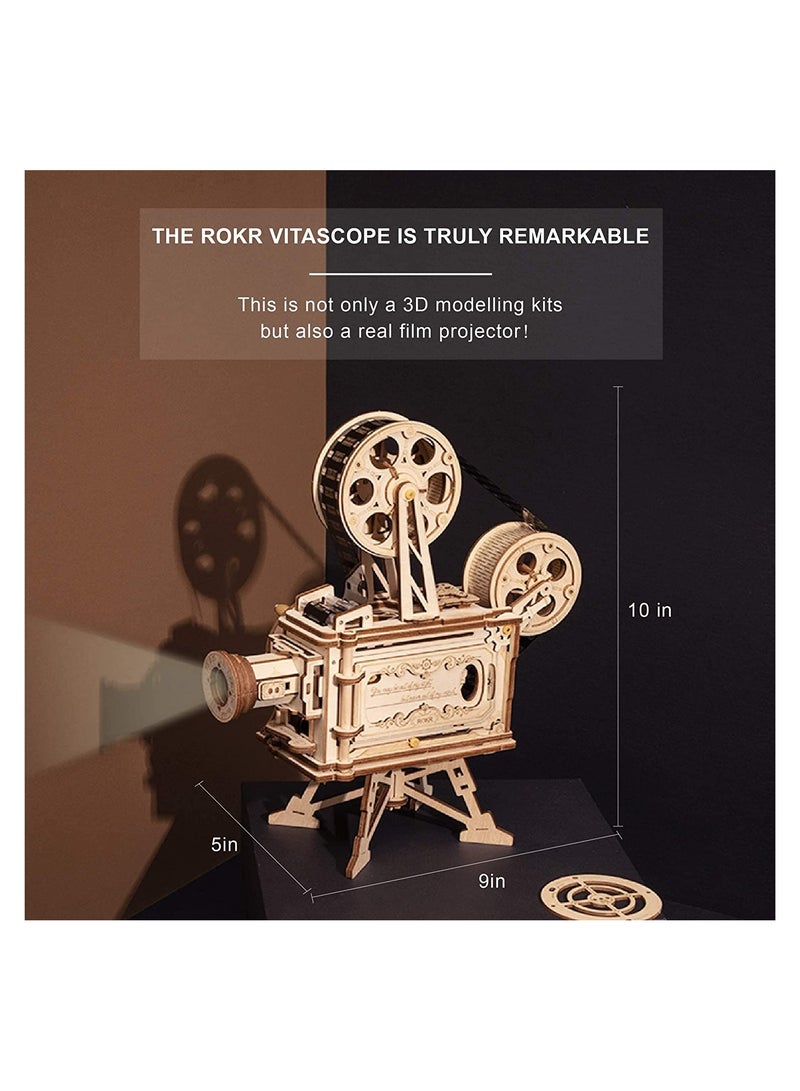 3D Wooden Puzzles, DIY Film Projector Model Building Kits for Adults, Mechanical Craft Kits Vitascope Birthday Gift for Friends and Family - Image 4